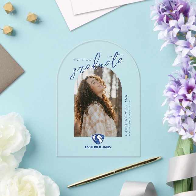 Eastern Illinois Panthers Head and Wordmark Logo Acrylic Invitations (Insitu (Wedding))