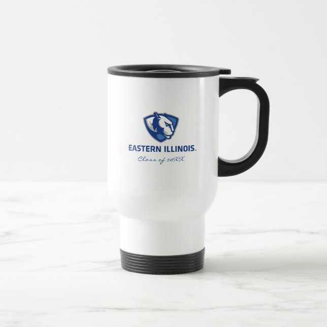 Eastern Illinois Panthers Head and Wordmark Logo Travel Mug (Right)