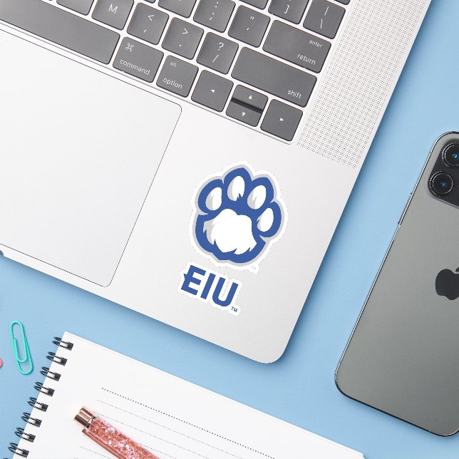 Eastern Illinois Panthers Paw Print & EIU (Laptop w/ iPhone)