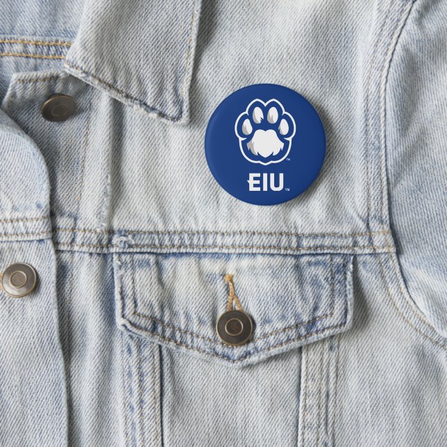 Eastern Illinois Panthers Paw Print & EIU 6 Cm Round Badge (In Situ)