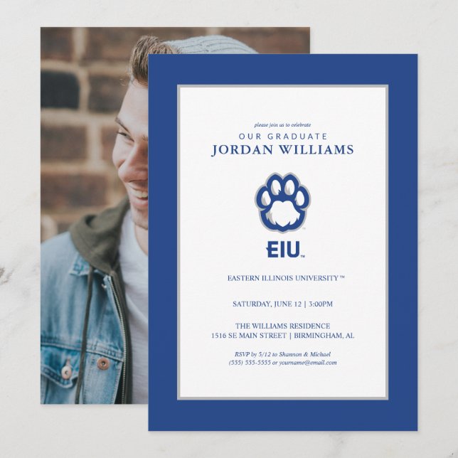 Eastern Illinois Panthers Paw Print & EIU Announcement (Front/Back)