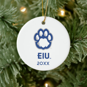 Eastern Illinois Panthers Paw Print & EIU Ceramic Ornament