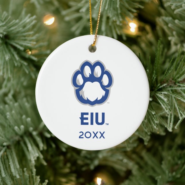 Eastern Illinois Panthers Paw Print & EIU Ceramic Ornament (Tree)