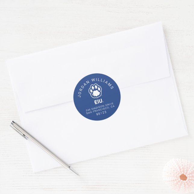 Eastern Illinois Panthers Paw Print & EIU Classic Round Sticker (Envelope)