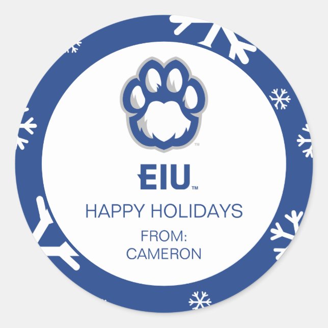 Eastern Illinois Panthers Paw Print & EIU Classic Round Sticker (Front)