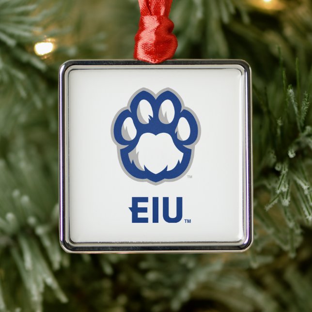 Eastern Illinois Panthers Paw Print & EIU Metal Ornament (Tree)