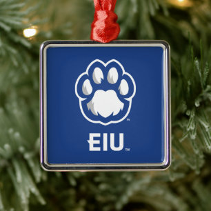 Eastern Illinois Panthers Paw Print & EIU Metal Ornament