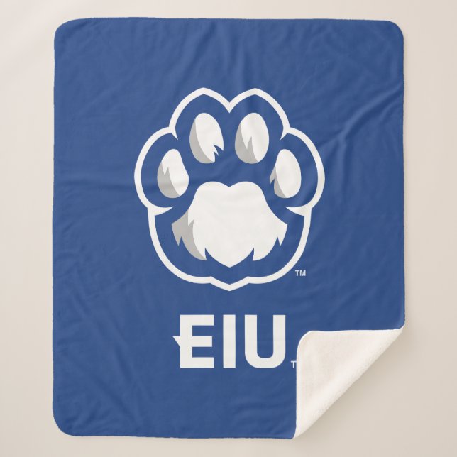 Eastern Illinois Panthers Paw Print & EIU Sherpa Blanket (Front)