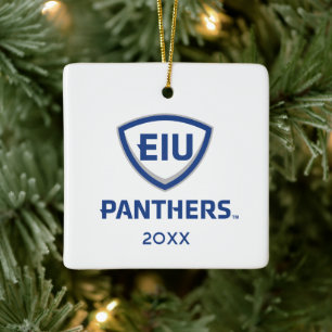 Eastern Illinois Panthers Shield & Wordmark Logo Ceramic Ornament