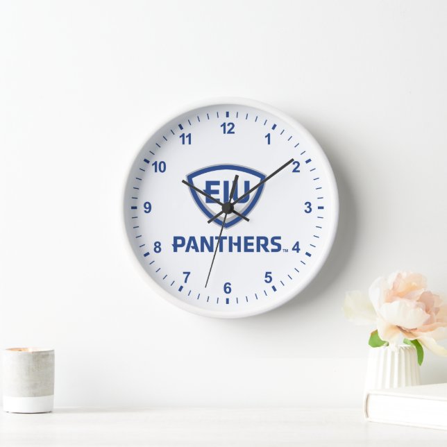 Eastern Illinois Panthers Shield & Wordmark Logo Clock (Home)