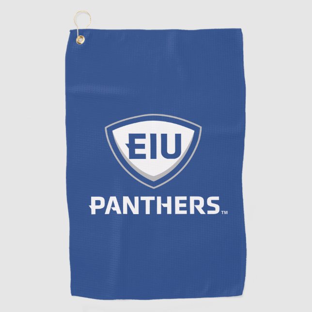 Eastern Illinois Panthers Shield & Wordmark Logo Golf Towel (Front)