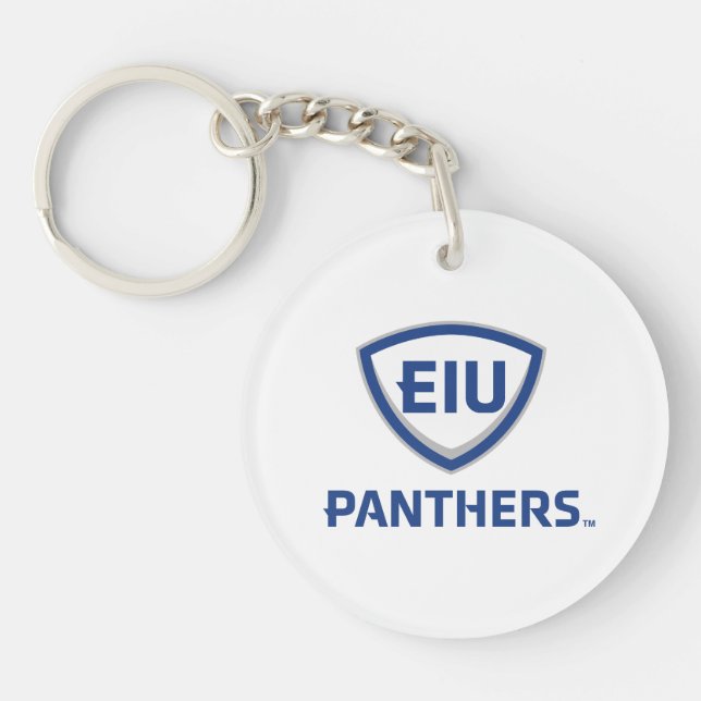 Eastern Illinois Panthers Shield & Wordmark Logo Key Ring (Front)