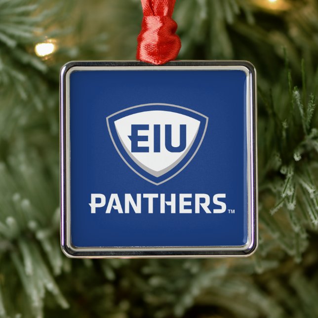 Eastern Illinois Panthers Shield & Wordmark Logo Metal Ornament (Tree)
