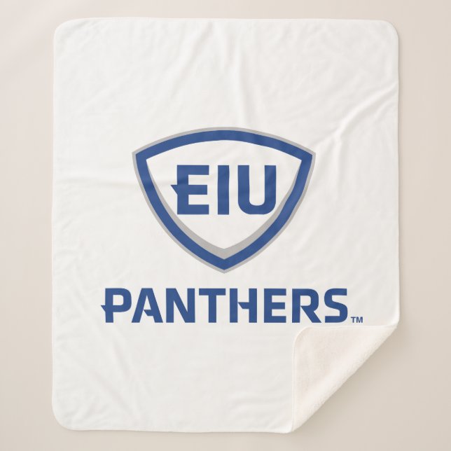 Eastern Illinois Panthers Shield & Wordmark Logo Sherpa Blanket (Front)