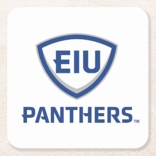 Eastern Illinois Panthers Shield & Wordmark Logo Square Paper Coaster