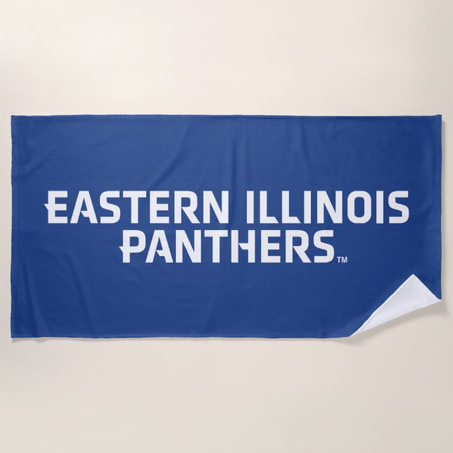 Eastern Illinois Panthers Text Logo Beach Towel (Front)