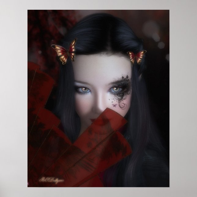 Eastern inspired portrait of girl with fan poster (Front)
