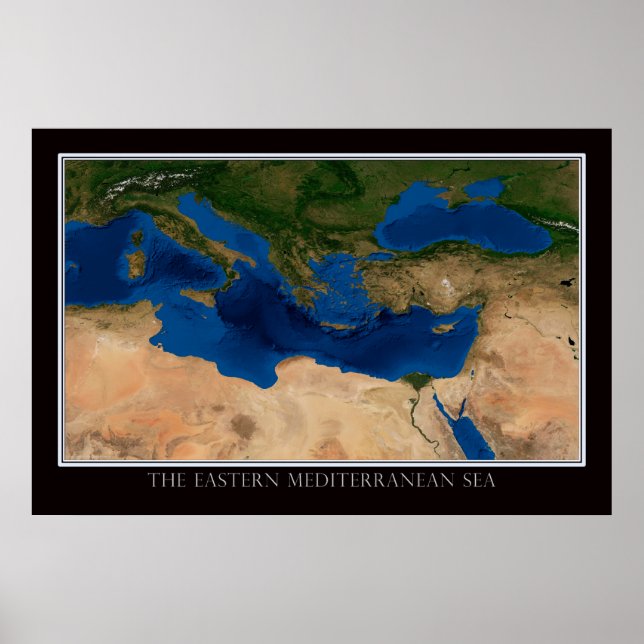 Eastern Mediterranean Satellite Poster Map (Front)