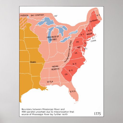 Eastern North America Map in 1775 Print | Zazzle