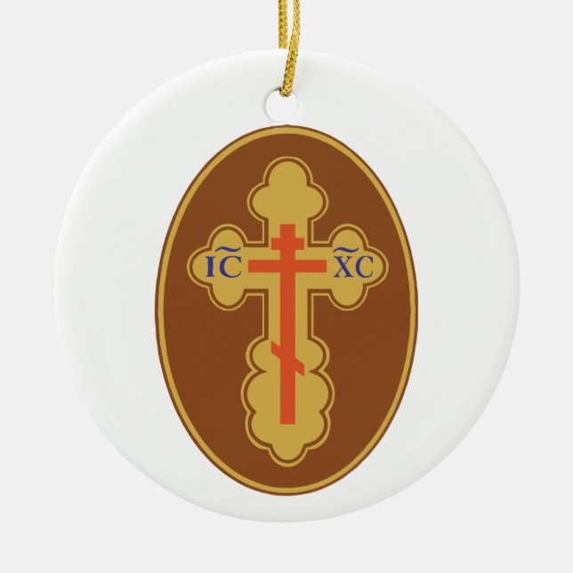 Eastern Orthodox Cross Ceramic Ornament (Front)