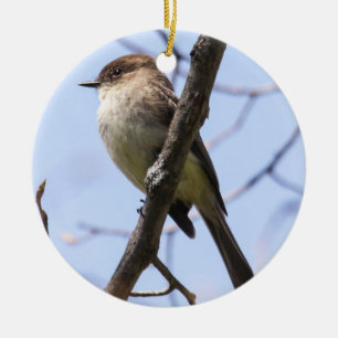 Eastern Phoebe Ceramic Tree Decoration