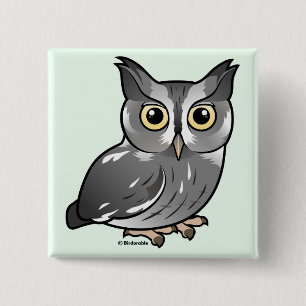 Eastern Screech Owl (Grey Phase) 15 Cm Square Badge