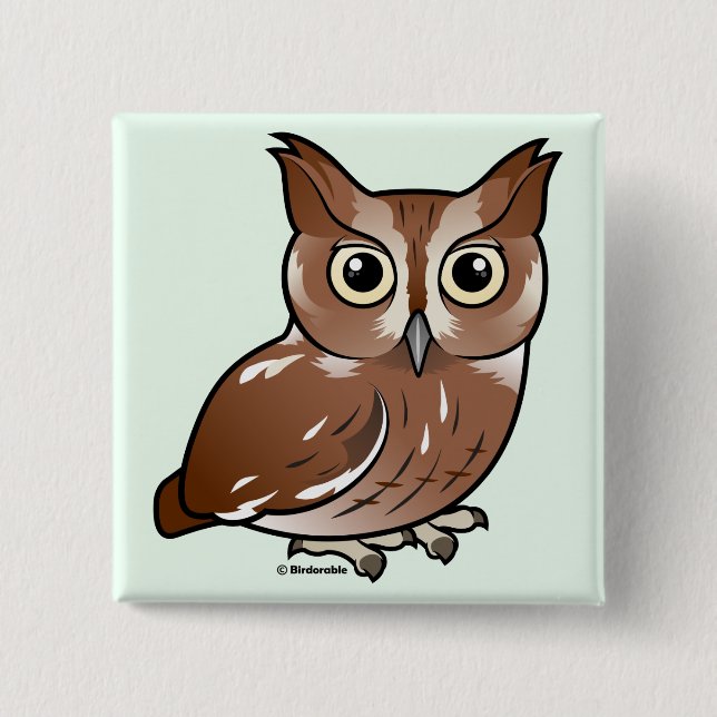 Eastern Screech Owl (Red Phase) 15 Cm Square Badge (Front)
