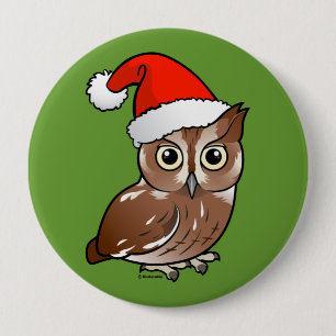 Eastern Screech Owl Santa 10 Cm Round Badge