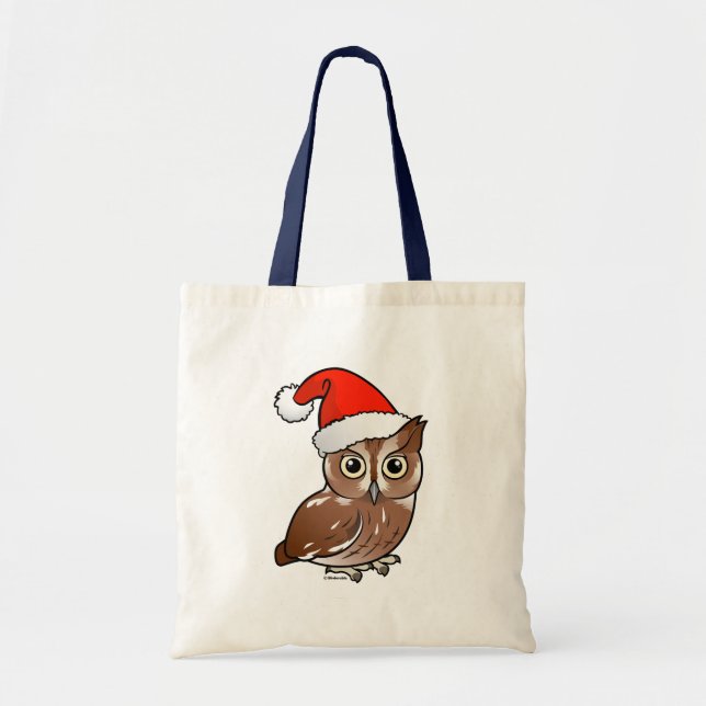 Eastern Screech Owl Santa Tote Bag (Front)