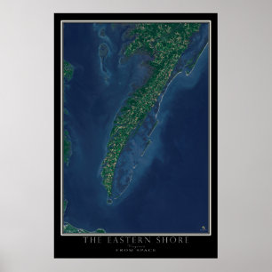 Eastern Shore of Virginia From Space Satellite Poster