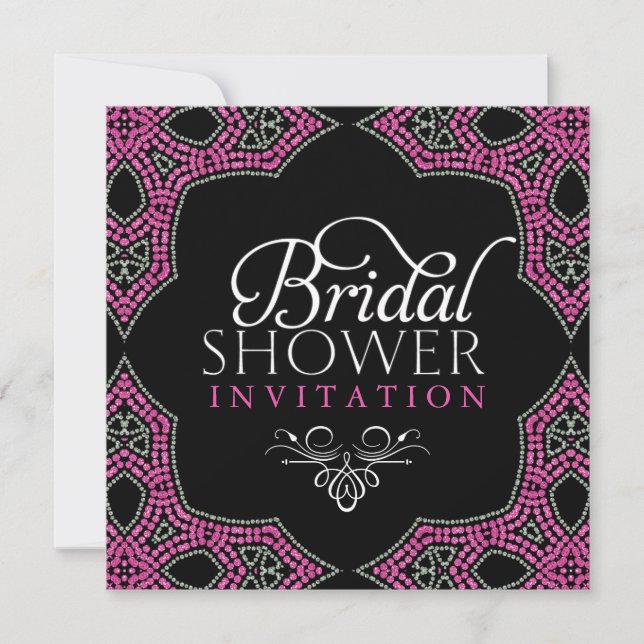 Eastern Sparkle Pink Bridal Shower Invitations (Front)
