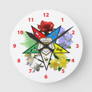 Eastern Star Floral Wall Clock