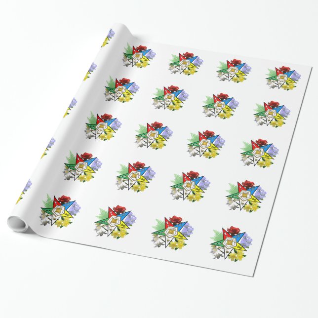 Eastern Star Floral Wrapping Paper (Unrolled)
