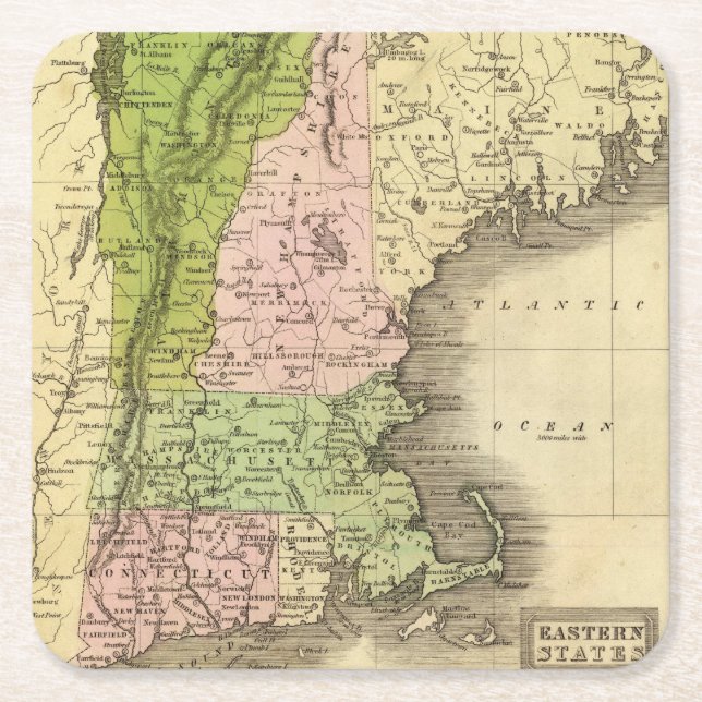 Eastern States Olney Map Square Paper Coaster (Front)