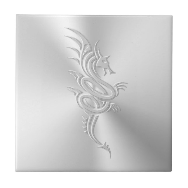Eastern-style Dragon, Embossed-effect Ceramic Tile (Front)