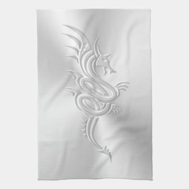 Eastern-style Dragon, Embossed-effect Tea Towel (Vertical)