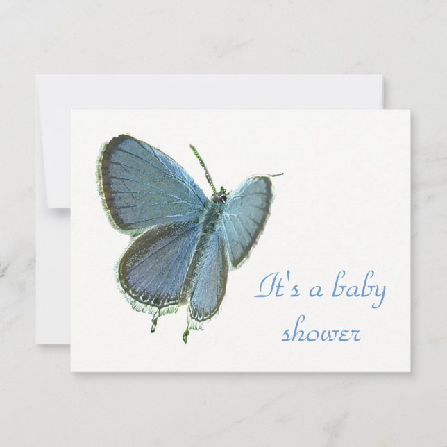 Eastern-Tailed Blue Butterfly Baby Invitation (Front)