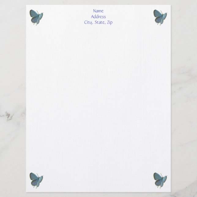 Eastern-Tailed Blue Butterfly Custom Letterhead (Front)