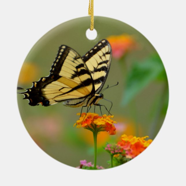 Eastern Tiger Swallowtail Butterfly Ceramic Tree Decoration (Back)