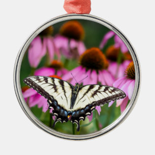 Eastern Tiger Swallowtail Butterfly On Coneflowers Metal Ornament
