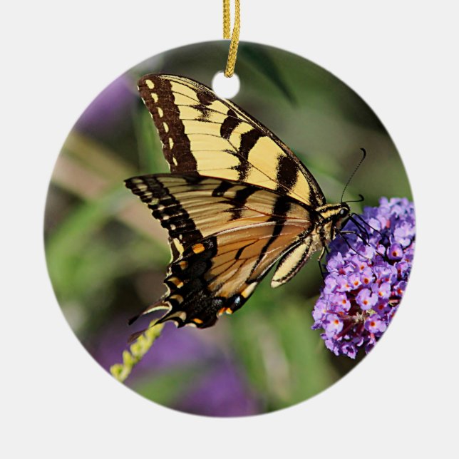 Eastern tiger swallowtail butterfly profile ceramic tree decoration (Front)