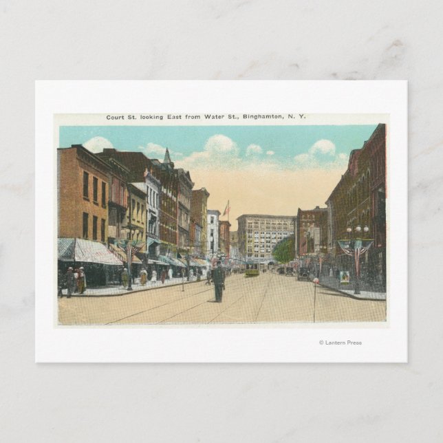 Eastern View of Court Street from Water Street Postcard (Front)