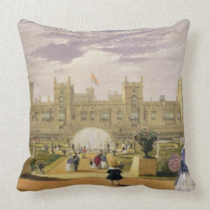 Eastern view of the Castle and Garden, Windsor Cas Cushion