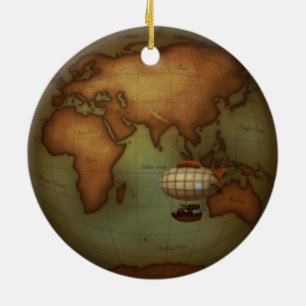 Eastern & Western Hemispheres Neo-Victorian Atlas Ceramic Ornament