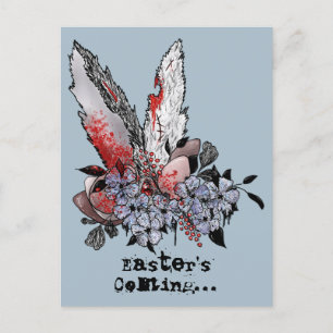 Easter's Coming Bunny Horror Postcard