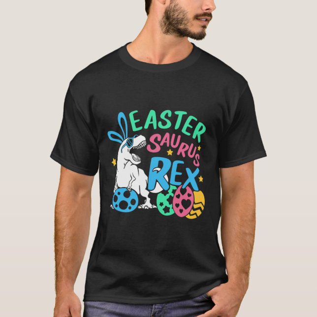 Eastersaurus T-rex Easter Day Tee, Cute Easter Bun T-Shirt (Front)