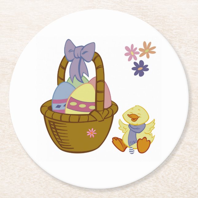 Eastertime Round Paper Coaster (Front)