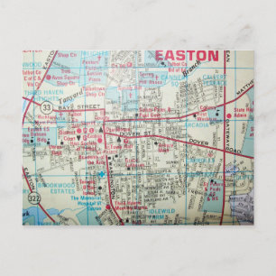 EASTON MD, Vintage Map Postcard