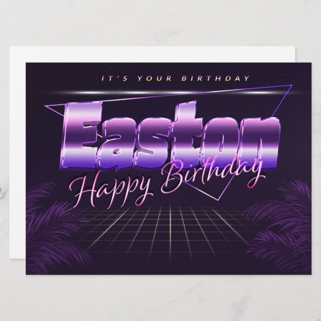Easton Name First name purla retro card Birthday (Front/Back)