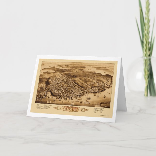 Eastport, ME Panoramic Map - 1879 Card (Front)